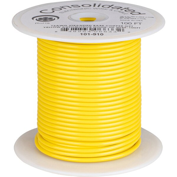 Main product image for Consolidated 16 AWG Stranded Copper GPT Yellow Automotive Hook-Up Primary Wire 100 ft.101-910